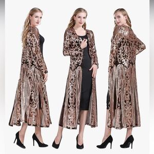 Elegant Long Sequin Duster Cardigan